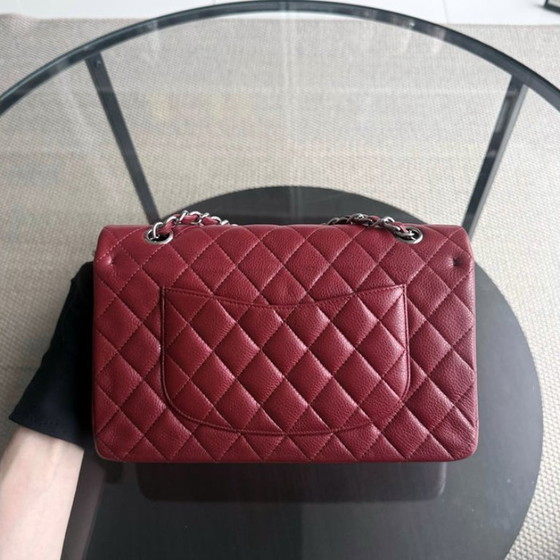 Image 1 of Chanel Classic Flap Medium - Caviar 25CM Quilted Grained Calfskin Dark Red Silver Hardware Series 16