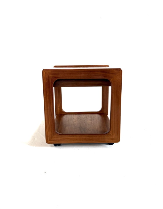 Vintage cube-shaped teak trolley, Salin Nyborg ‘70 – Bar carts, Wood, Plastic (photo 7 of 9)
