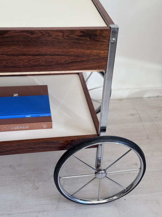 Vintage Bauhaus trolley barcart serveerwagen jaren 60 – Chrome, Wood (photo 3 of 15)