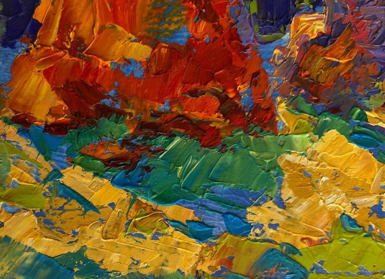 Image 1 of Original Oil Painting Summer Field Landscape Haystacks in the field