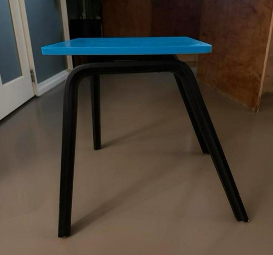 Image 1 of Stylish wooden blue and black side table