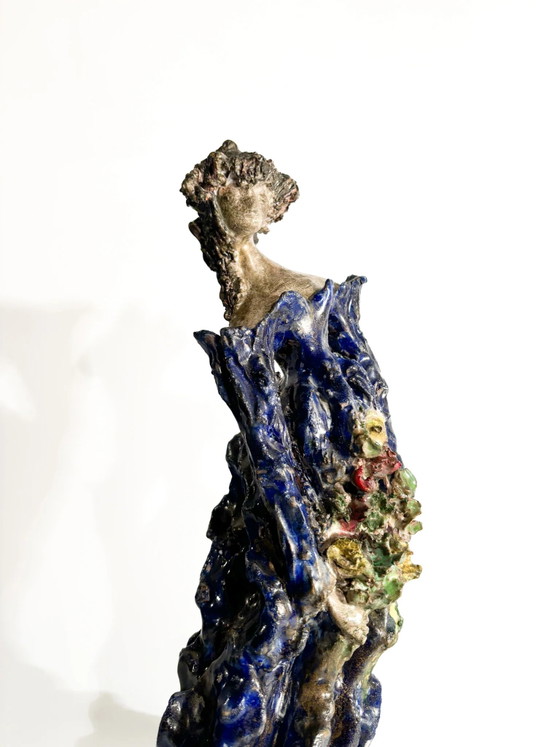 1930s French-Inspired Glazed Terracotta Lady Sculpture (photo 2 of 14)