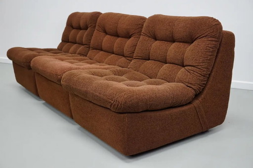 Vintage Brown German Modular 3-Seater Sofa in Bouclé, 1970s