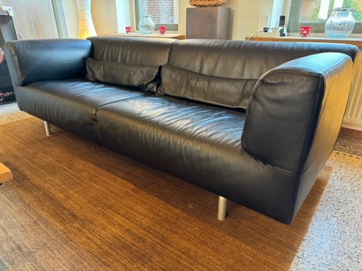 Cassina Met 250 Canapé 3 places + chaise longue en cuir noir