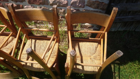 6 sedie da bistrot in paglia e faggio – Sedie da pranzo, Wood, Vintage (photo 11 of 15)