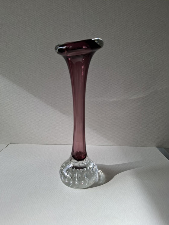 Vintage Aseda Glasbruk design vase aubergine purple Bo Borgström, Glass art (photo 2 of 12)