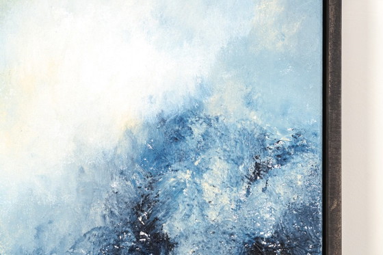 Original Framed Blue Abstract Landscape Painting, Acrylic on Canvas - I Was Looking for This (photo 5 of 19)