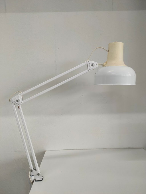 Scissor lamp Desk lamp Lival P12 white Finland 1970s
