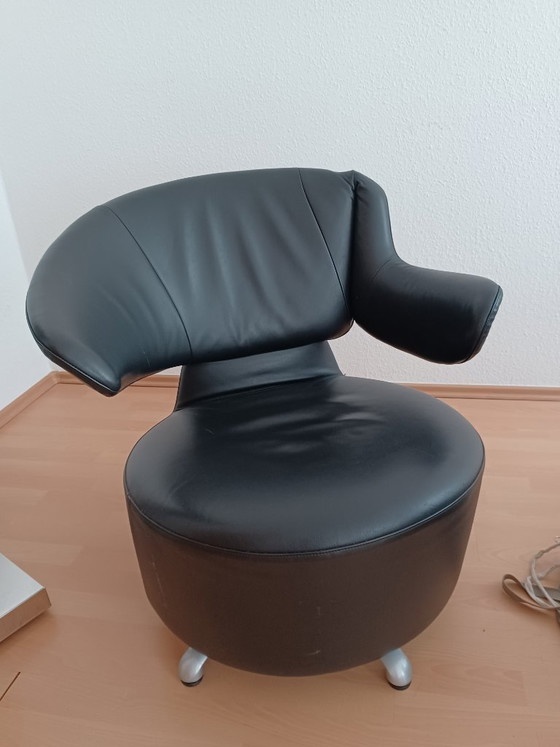 Image 1 of Cassina Leder-Sessel Trilogie:  Aki, Biki,Canta in Schwarz, Designer Toshiyuki Kita