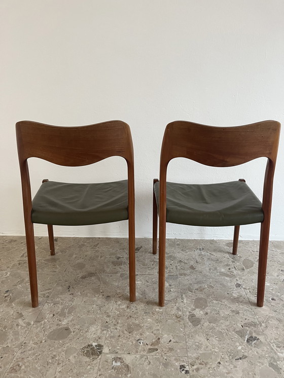 Image 1 of Sedie da pranzo danesi Mid-Century - Coppia Niels Otto Møller, modello 71, per J.L. Møllers Møbelfabrik