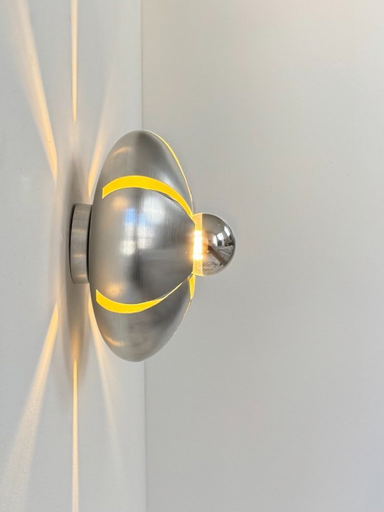 Image 1 of Paire d'appliques vintage, aluminium brossé, France,1970