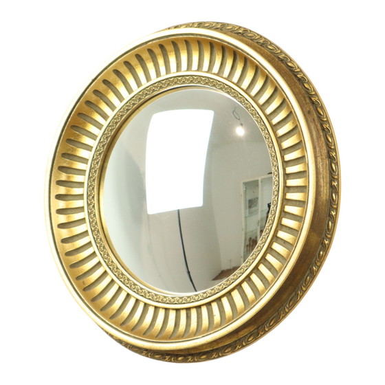 Image 1 of Specchio rotondo in legno da maggiordomo Occhio di strega