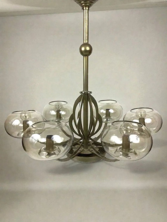Art Deco Chandelier – Pendant lamps, Metal, Glass (photo 14 of 17)