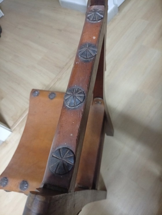 3 rustikale Esszimmerstühle – Leder, Metall (photo 2 of 11)