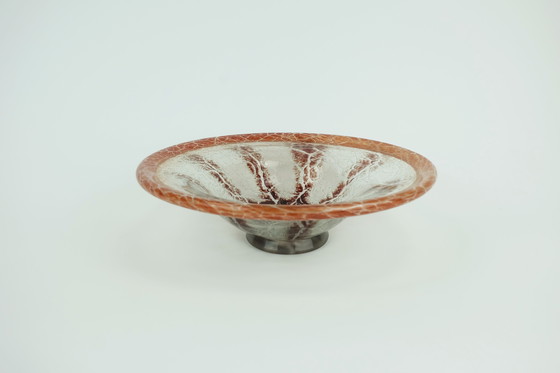 Image 1 of Ciotola in vetro Art Deco Ikora di WMF Karl Wiedmann, anni &#39;30, arancione e rosso scuro