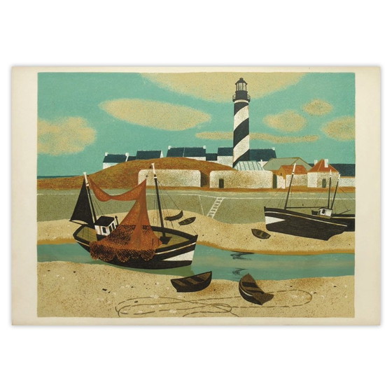 Yves Ganne Lithograph Le Phare À Marée Basse En Bretagne (Cachet Atelier) 1975 – Lithographies et sérigraphies (photo 4 of 5)