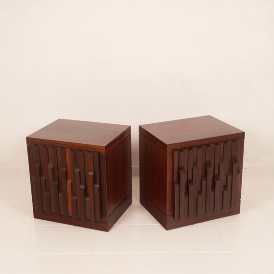 Luciano Frigerio Brutaliste Bois de Padouk Gaetano Tables de nuit pour Frigerio di Desio – Wood (photo 7 of 23)