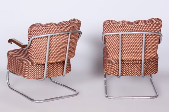 Set van twee originele Bauhaus-fauteuils, van O. Zoufalý, chroom, Tsjechië, jaren 1930 – Metal, Textile (photo 8 of 10)