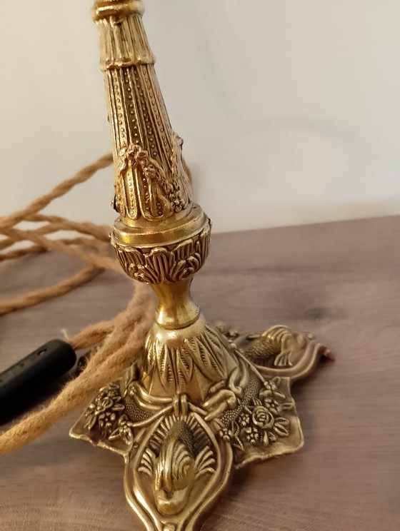Image 1 of Pair of Italian gilt bronze dolphin lamps, Baroque style, restored Empire style