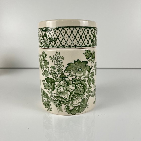 Image 1 of Steingutdose von Mason, grünes Dekor „Stratford“, England, 1970