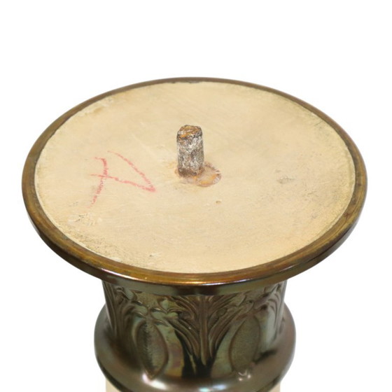 Image 1 of Piédestal de colonne antique en marbre et bronze