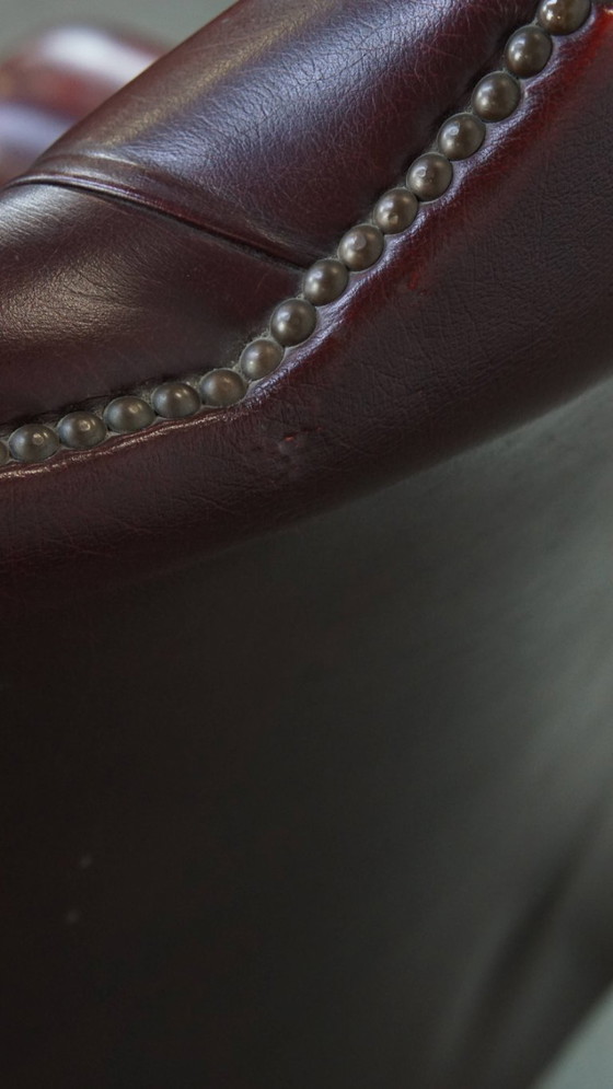 Image 1 of Sedia chesterfield inglese in pelle di manzo con ampia seduta