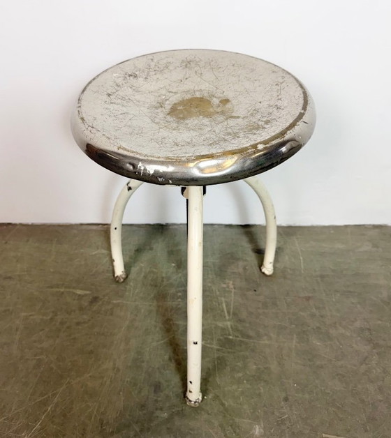 Image 1 of White Industrial Iron Stool, 1960s