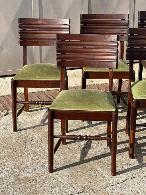 Set van 6 Art Deco Stoelen Toegeschreven aan Gaston Poisson 1940