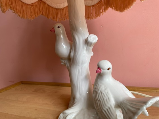 Lampada da tavolo italiana vintage Uccelli – Lampade da tavolo, Ceramic, Textile (photo 5 of 6)