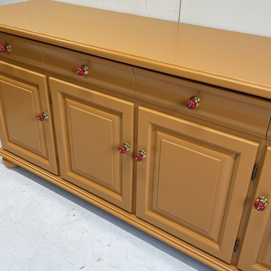 Image 1 of Remodelación de aparador de madera terracota naranja Little Green cómoda con cajones