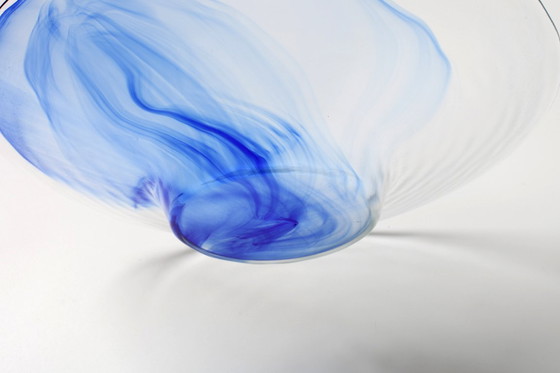 Image 1 of Bormioli Rocco Blue Swirl glazen schaal uit het midden van de 20e eeuw - Italië, jaren 1990