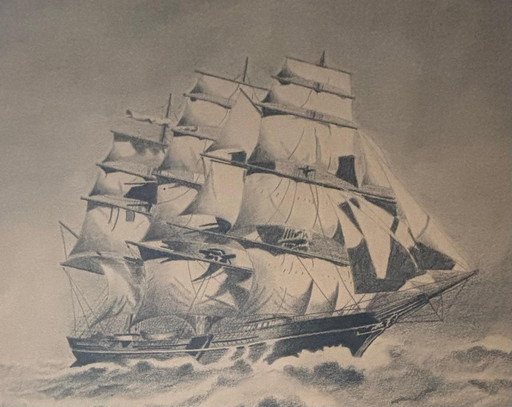 Johannes Herbert Plokker (1907-1976) Gravure à l'eau-forte pour voilier
