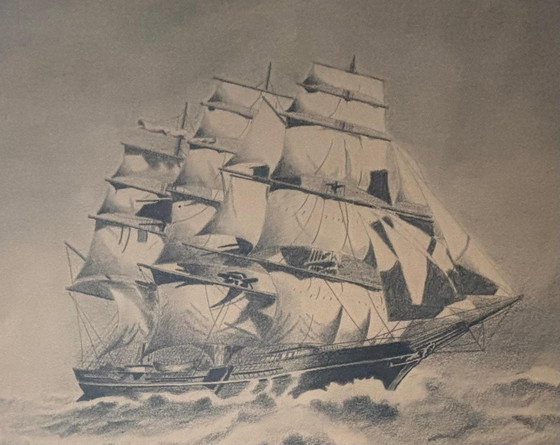 Image 1 of Johannes Herbert Plokker (1907-1976) Sailing Ship Etching