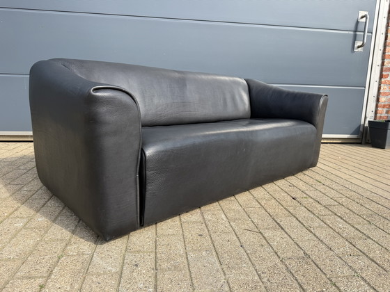 Image 1 of De Sede DS47 3-Sitzer in Büffelleder 5 mm NECK Schwarzes Leder, ausziehbarer Sitz