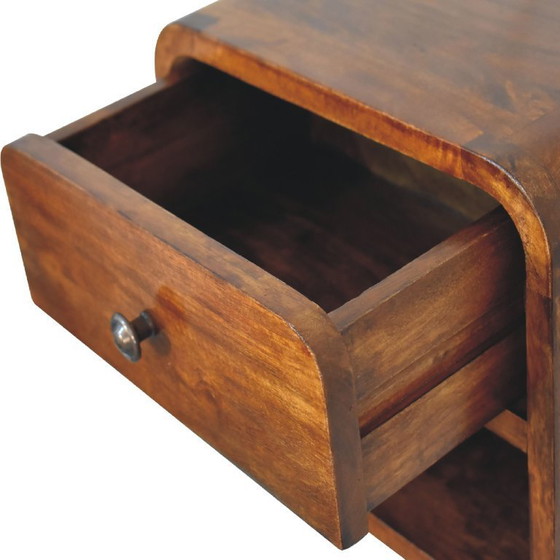 Image 1 of Mango wood floating classic bedside table with chestnut wood finish