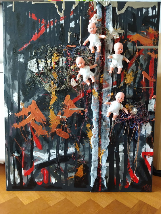 Image 1 of T. van Steenbergen "Four dolls" 80 x 100 cm