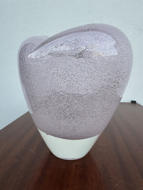 Image 1 of Heart-shaped vase in pink bubbled glass, 1960s
