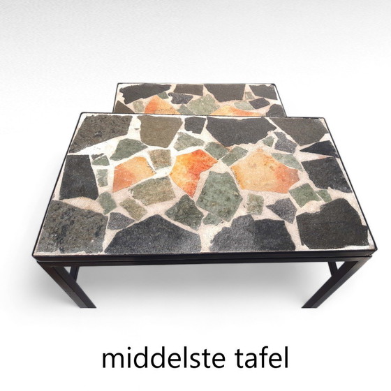 Image 1 of Mimiset in mosaico di marmo di design di metà secolo, base in metallo