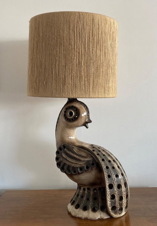 Zoomorphic stoneware lamp from the 1970s