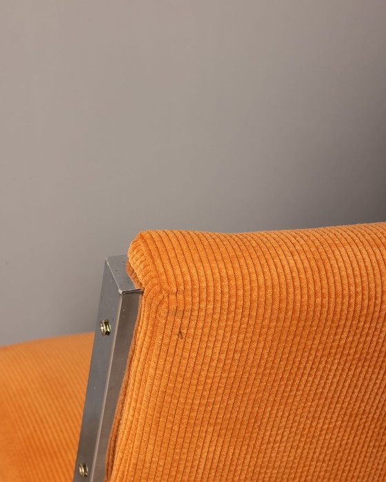 Image 1 of Ensemble de 2 chaises italiennes vintage en velours orange, années 1980
