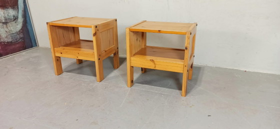 Image 1 of Set of 2 vintage pine night stands 