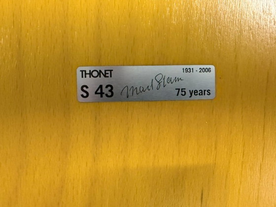 Juego de cuatro sillas cantilever Thonet Mart Stam Modelo S43, Sillas de comedor, Madera, Cromo, Amarillo (foto 10 de 15)