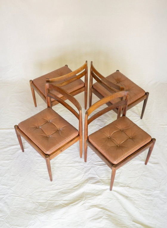 Model 301 stoelen van Kai Kristiansen, jaren 60, set van 4 – Eetkamerstoelen, Leather, Wood (photo 2 of 5)