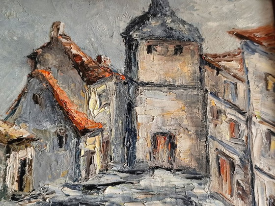 Image 1 of Dipinto ad olio originale - Villaggio francese 1979 Charles Krayanoff firmato