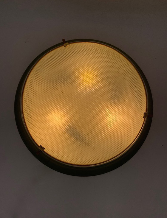 Image 1 of Paar plafondlampen - wandlampen - toegeschreven aan Fontana Arte vintage Italië groen