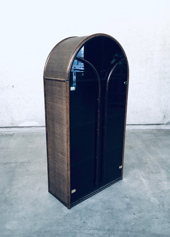 Image 1 of 1970er Design Rattan Bambus Highboard Vitrine