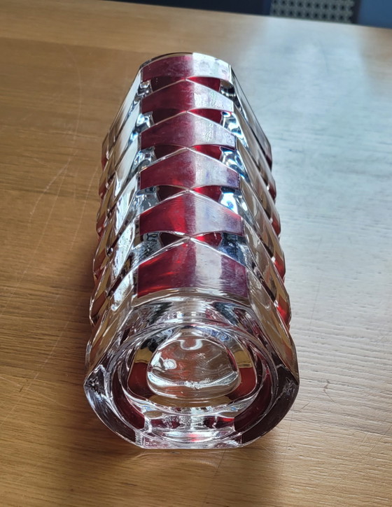 Image 1 of Luminarc "Windsor" vase, 1970s with ruby ​​red accents