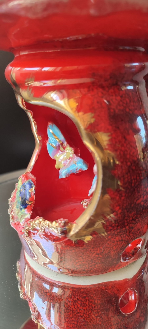 Vallauris enamelled ceramic mushroom lamp, 60s/70s. – Table lamps (photo 10 of 13)