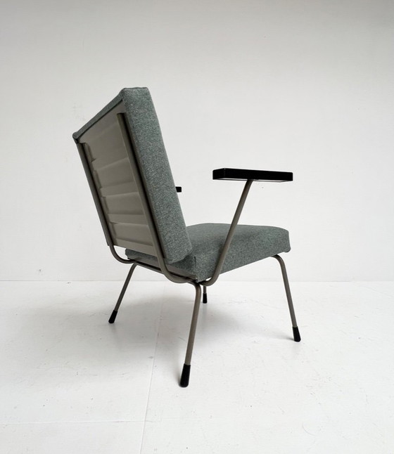 Image 1 of Re-upholstered blue Gispen 1401 armchair by Wim Rietveld, 1950's