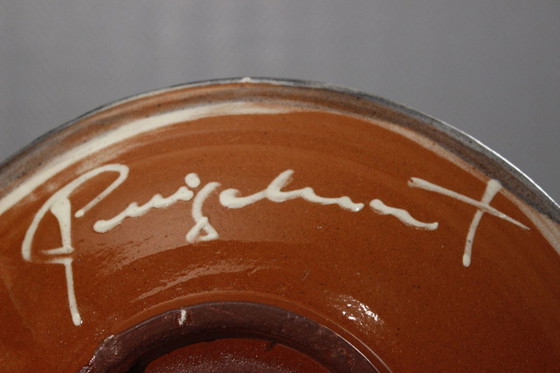 Image 1 of Puidgemont - Gran plato de pared con motivo de peces, terracota vidriada, España, siglo XX